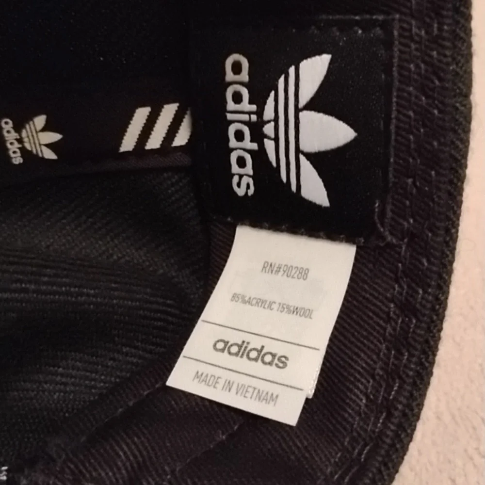 Adidas Classic Black Cap with White Logo, Snapback, Flat Bill, New